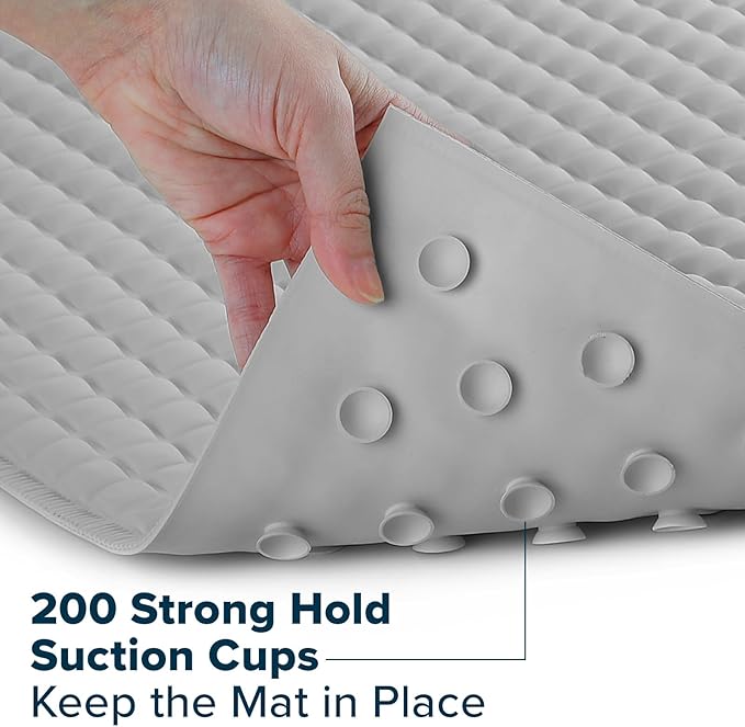 SlipX Solutions Extra Comfort Bathtub Mat Designed for Sensitive Feet, Cloud-Like Softness with Non-Slip Grip, Gray