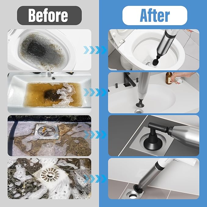 Electric Toilet Plunger,Unclog In One Shot,Remover For Bathroom,Kitchen Pipes Clog,High Pressure Air Plungers For Bathroom Heavy Duty