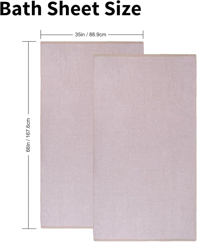 Everplush Diamond Collection Extra Large Bath Towel Sheet – 2 PK, Super Soft & Highly Absorbent, Quick-Drying, Oversized & Thick. Perfect for Bathroom, Pool, Swimming Use (Brown, 35" x 66" 2PK)