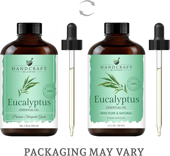 Handcraft Blends Eucalyptus Essential Oil – Huge 4 Fl Oz – 100% Pure and Natural – Premium Grade Essential Oil for Diffuser and Aromatherapy, Skin, Massage, Candle and Soap Making Fragrance