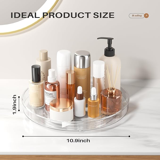 4 Pack Clear Lazy Susan Organizer, 11in Rotating Turntable Organizer, Cabinet Turntable Organizer, Rotating Lazy Susan for Kitchen, Fridge, Bathroom, Vanity Countertop