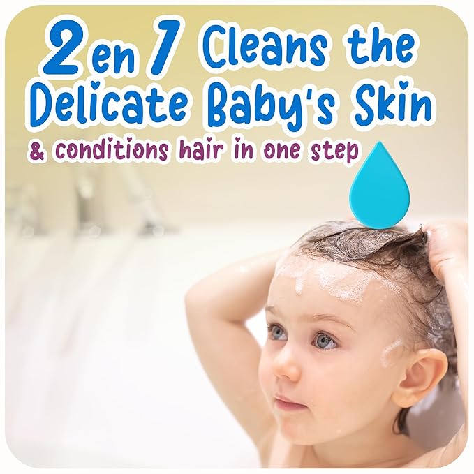 Ricitos de Oro Baby Shampoo and Body Wash, Formula with Oats and Vanilla, Hypoallergenic, Tear-Free Body Wash and Shampoo, 2-Pack of 13.5 Fl Oz Each, 2 Bottles
