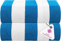 CASA COPENHAGEN Cabana Pool Towels Designed in Denmark Rough and Tough, Quick Dry, for Pool, Bath & Shower 2 Piece Cotton Pool Towels Set - Turquoise
