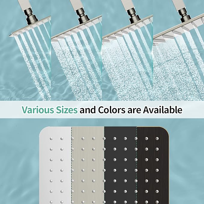 SR SUN RISE 10 Inch Rain Shower Head Brushed Nickel 304 Stainless Steel High Pressure Rainfall Showerhead Ultra Thin Water Saving