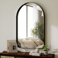 GLSLAND 24”x36“ Black Arched Bathroom Mirror - Aluminum Alloy Framed Wall- Matted Wall Mirrors for Bedroom, Entryway Mirrors for Wall