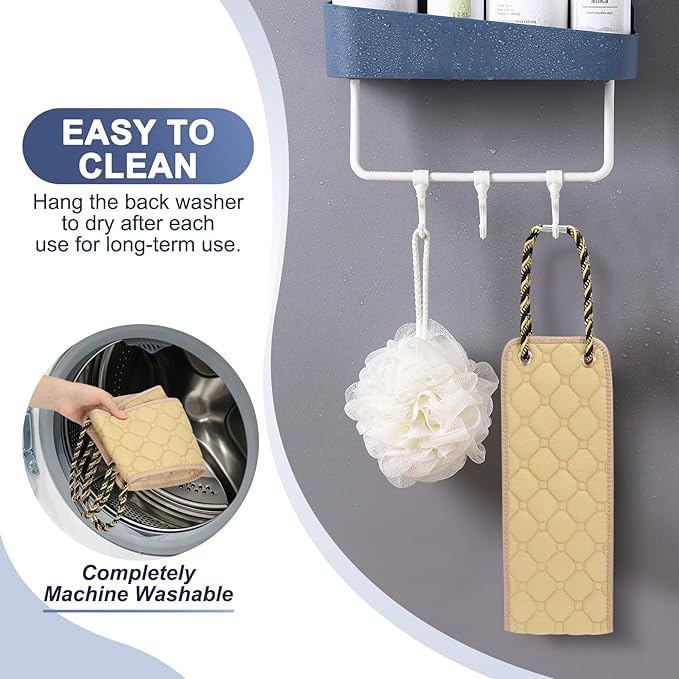 Exfoliating Back Scrubber with Handles, 39 Inch Double-Sided Back Exfoliator Body Scrub Towel, Exfoliating Washcloth Bath Tool for Use in Shower, Back Washer to Deep Clean Your Skin for Men & Women