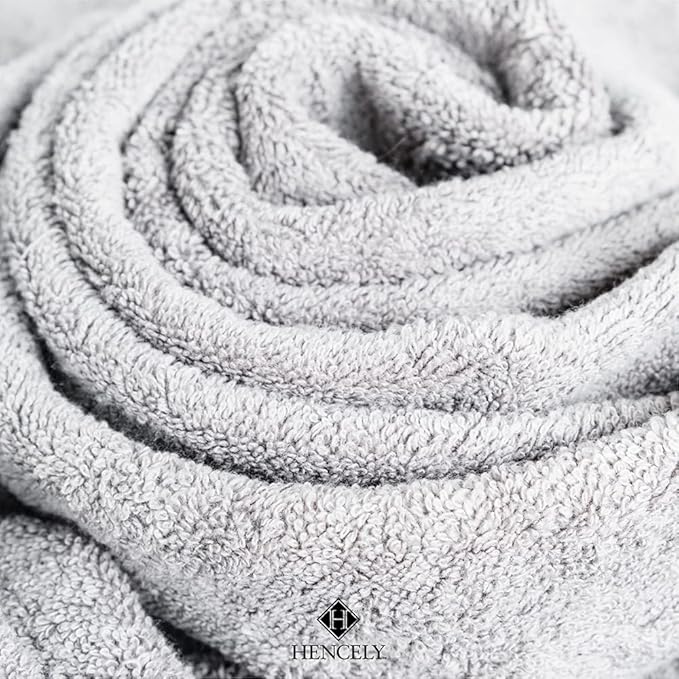 Hencely Bath Sheet Set of 2 - (35x64 Inches) - Luxury Extra Large Oversized Towels, 100% Cotton - Quick Dry, Highly Absorbent, Super Soft - Spa, Hotel, Bathroom - (Bath Sheets 2 Pack, Silver)