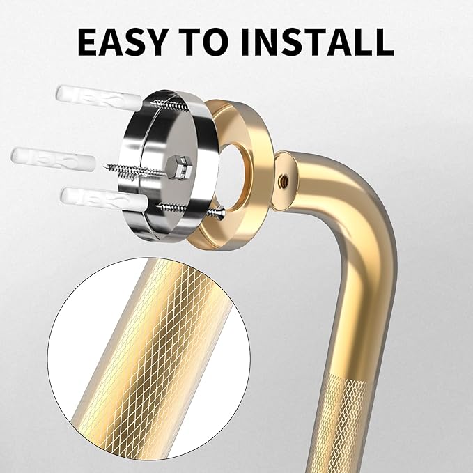 36 Inch Anti Slip Shower Grab Gold, Munzong Bathroom Grab Bar, Knurled Bathroom Balance Bar,Safety Hand Rail Support Handicap Elderly Injury Senior Assist Bath Handle
