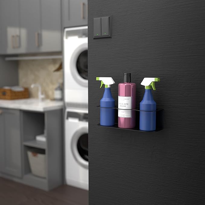Koova 3 All-Purpose Spray Bottle Holder | Easy Install Wall Mount Hardware Included | Heavy-Duty Powder Coated Steel Storage Rack for Garage And Home | Craft Workspace Paint Bottle Organizer USA Made