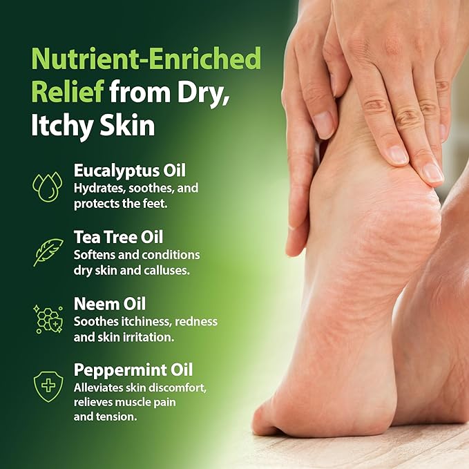 Foot and Body Oil with Tea Tree Oil - Hydrating Foot Care and Foot Spa for Cracked Heel Repair - Soothes Dry, Irritated Skin and Foot Odor - (4oz)