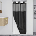 Stall No Hook Shower Curtain with Snap in Liner,230GSM Waffle Weave Shower Curtains for Bathroom,36W x 74H,Black