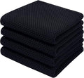 Homaxy 100% Cotton Waffle Weave Kitchen Dish Towels, Ultra Soft Absorbent Quick Drying Cleaning Towel, 13 x 28 Inches, 4-Pack, Black