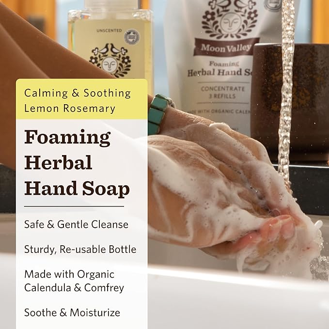 Moon Valley Herbal Foaming Hand Soap, Lemon Rosemary Two Pack, Vegan, Recyclable Bottle