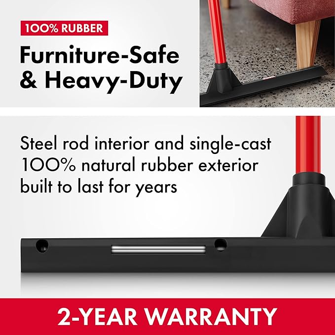 Tyroler Rubber Floor Squeegee Heavy Duty 17", Deck Squeegee Outdoor for Floors with 55" 4 Part Handle, Perfect Outdoor Squeegees for Patio, Tiles, Marble, Garage, Shower, Window