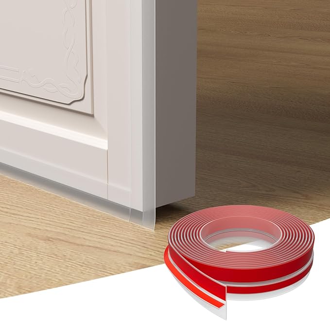 T-Shaped Door Draft Stopper, 1.37 in x 10 Ft Silicone Seal Strip for Windows Gaps, Weather Stripping Seal Strip Shower Sweep, Clear