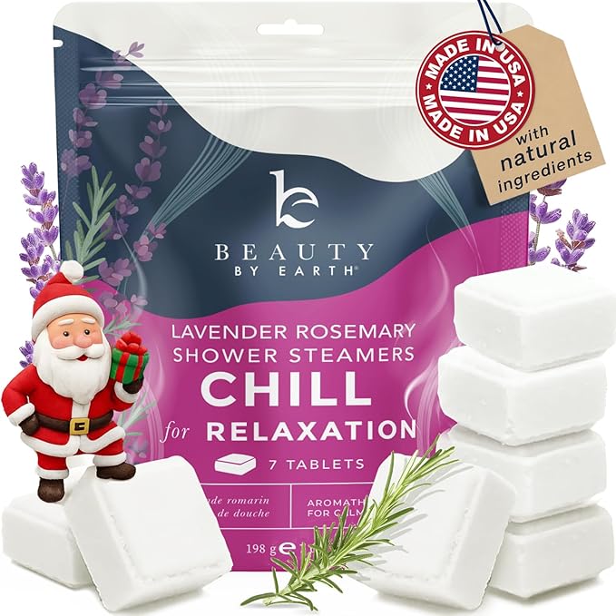 Shower Steamers Aromatherapy - USA Made with Natural Ingredients & Lavender Oil, Christmas Stocking Stuffers for Women, Wife & Mom, Large Stress Relief Shower Bombs, White Elephant Relaxing Spa Gifts