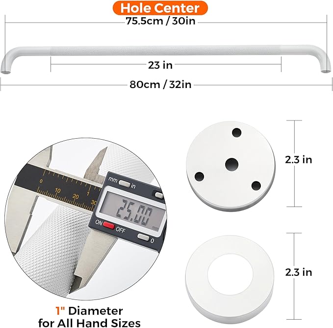 Grab Bars for Shower, 2 Pack 32-Inch Anti Slip Shower Handles for Elderly, Safety Shower Grab Bar, Stainless Steel Handicap Grab Bars for Bathroom (White 1" Diameter)