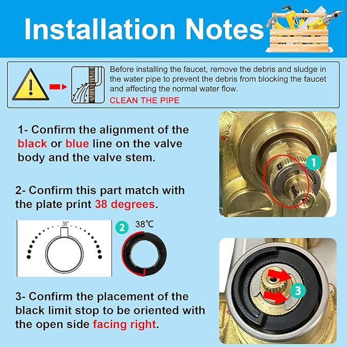 HOMEDEC Brushed Nickel 2 Way Shower Diverter Valve, Brass Dual Functions Thermostatic Shower Mixing Valve Kit 3 Handle Flow Control Valve, 3/4 Inch Inlet, Can Run Simultaneously