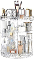 ZHIAI 360 Rotating Makeup Organizer, Large Capacity Cosmetics Organizer for Perfume Holder Organizer Countertop, DIY Adjustable Bathroom Makeup Carousel Holder Rack, Clear Diamond