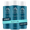 Oars + Alps Body and Face Wash for Men, Mens Body Wash & Face Cleanser with Vitamin E and Antioxidants, Moisturizing, Hydrating, Paraben & Sulfate Free Cleanser, Aspen Air, 3pk
