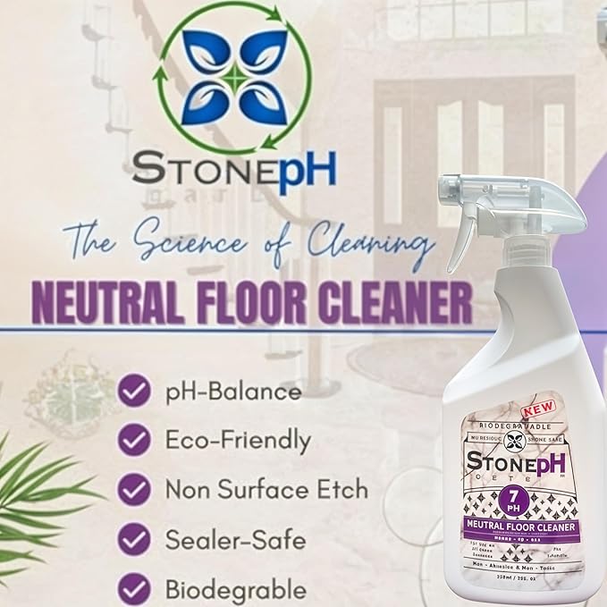 Natural Stone Cleaner - Limestone, Slate & Travertine Cleaner - Natural Stone Shower Cleaner For Marble - Concentrated PH Neutral Floor Cleaner Lavender (25 Fl. Oz)