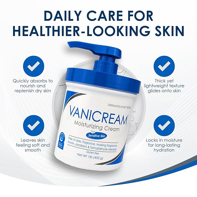 Vanicream Moisturizing Skin Cream with Pump Dispenser - 16 fl oz (1 lb) - Moisturizer Formulated Without Common Irritants for Those with Sensitive Skin