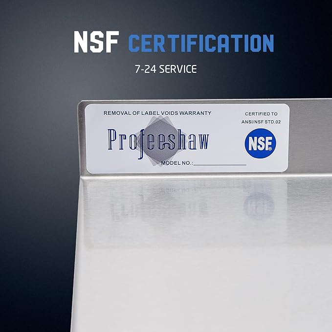 Profeeshaw NSF Stainless Steel Shelf 12” x 72”, 345 lb Commercial Shelves Wall Mounted Metal Shelving with Backsplash and 2 Brackets for Restaurant, Bar, Utility Room, Kitchen and Garage