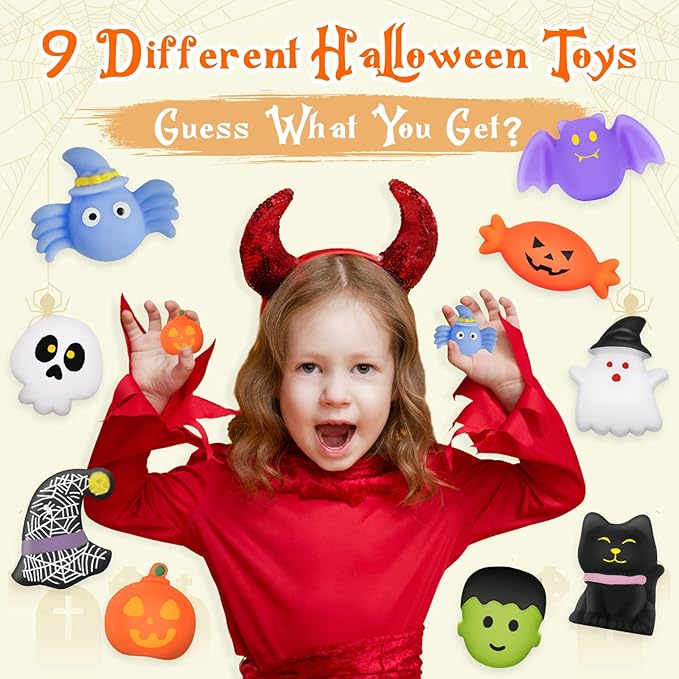 9 Pack Halloween Bath Bombs for Kids, Halloween Bubble Kids Bath Bombs with Surprise Toy Inside, Halloween Treat Bags Gifts for Kids Girls Boys