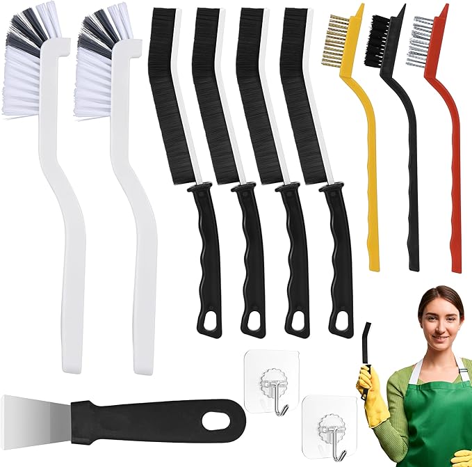 Crevice Cleaning Brush,12 Pcs Cleaning Supplies Cleaning Brush Tools,Hard Bristle Cleaning Brushes for Household Use Bathroom Tiles Kitchen Corner,Sink,Teapot, Bottle,Blender Practical and Durable