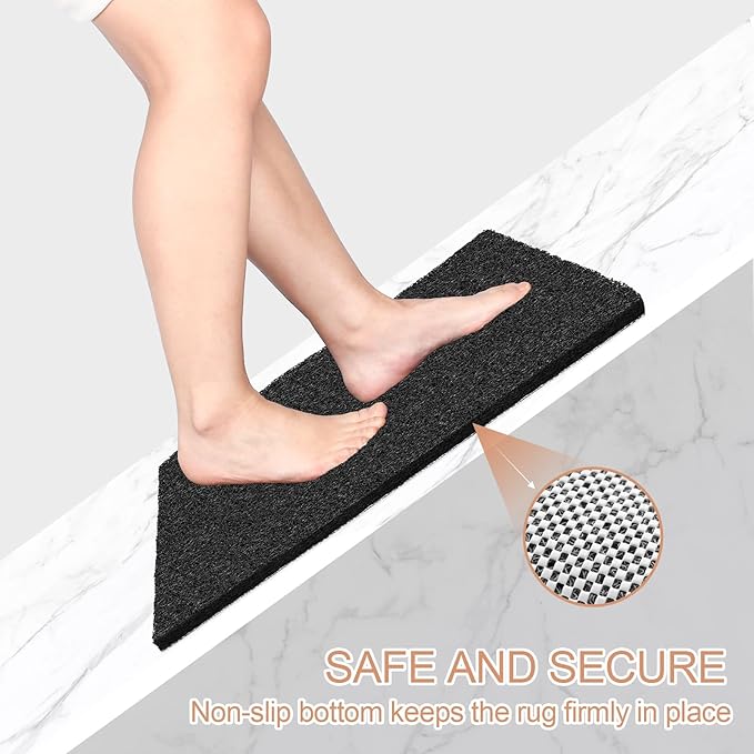 Joyhalo Shower Mats for Showers Anti Slip for Elderly, 24'' x 24'' Non Slip Bath Mat for Inside Shower, Bath Tub Mats for Bathroom Non Slip for Shower, PVC Loofah Bathroom Mats, Black