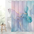 Gibelle Extra Long Shower Curtain 72 x 84, Tall Abstract Marble Shower Curtain, Pink Turquoise Modern Ink Art Waterproof Fabric Shower Curtain Set with Hooks