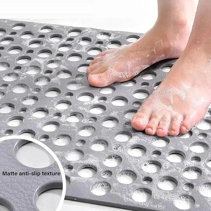Casa and Beyond Shower Mat,Non Slip Bath Mat and Shower Mat with Suction Cups and Drain Holes,Bathroom Mat Easy to Clean Soft Machine Washable,Bathtub Mat Easy Dry&Cut (Pink,47" x 32"(Rectangular))