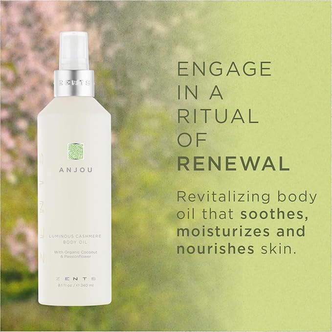 Zents Luminous Cashmere Body Oil (Oolong Fragrance) | Moisturizing Body Oil with Vitamin E & Organic Coconut Oil | Softens & Smooths Skin | 8 fl oz