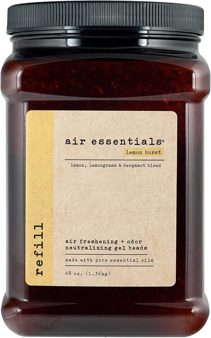 Air Essentials Air Freshener & Odor Neutralizer Gel Bead 48 oz Refill – Odor Eliminator - Made with Pure Essential Oils – Lemon Burst Scent