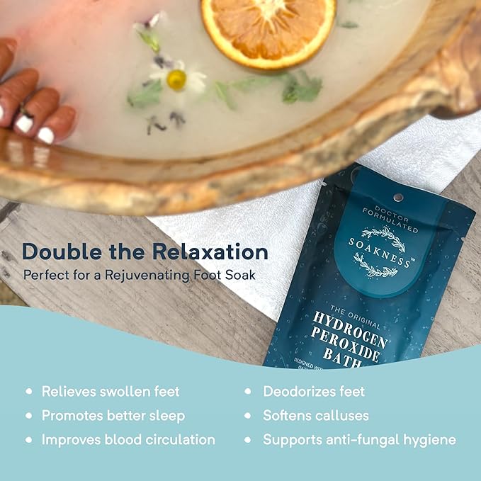 Hydrogen Peroxide Epsom Salt Bath Soak - USA-Made – Patented Bath Salts, Muscle Recovery, & Skin Detoxification – Magnesium Salts for Bathing - Doctor Formulated Pure Epsom Salt (12-Pack)