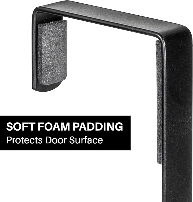 LYNK Professional® Home™ Over Door Hooks Rack - 18 Hook Over Door Hanger - Over Door Towel Rack - Hanging Towels or Clothes - Bathroom, Bedroom or Laundry Room - Lifetime Ltd. Warranty - Black