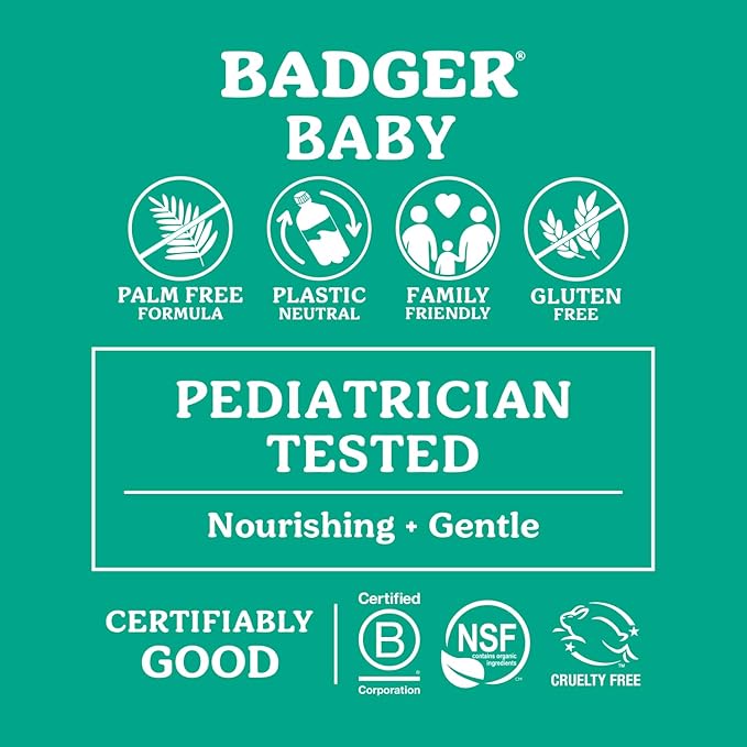 Badger Foaming Baby Shampoo and Body Wash, Gentle Organic Baby Wash w/Mild Calming Scent of Lavender, Long Lasting Foam & Easy to Use Sustainable Bottle, 10 fl oz, 2-Pack