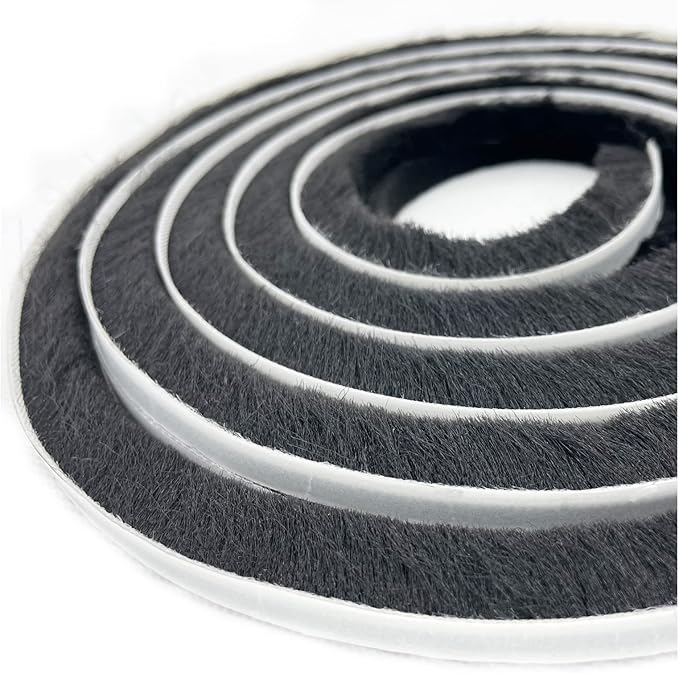 32ft Door Weather Stripping Door Seal Strip Brush for Sliding Windows/Doors Frame (32ft x11/32 Backing x 9/16 Brush inch, Black)