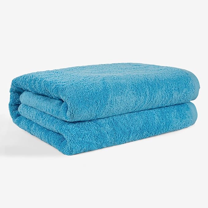 SALBAKOS 100% Turkish Cotton Jumbo Bath Sheet Towel Oversized 40x80 inch | Premium Hotel & Spa Quality, Soft, Absorbent, XL Bath Towels | Made in Turkey (Pack of 1, Aqua, Jumbo Bath Sheet)