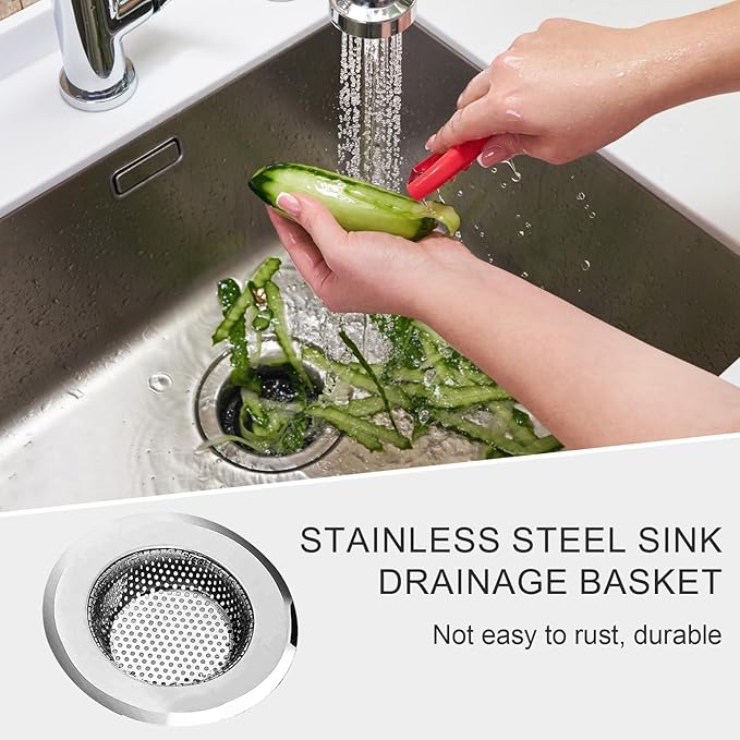 2pcs Heavy Duty Stainless Steel Slop Basket Filter Trap, 4.5" Top / 2.95" Mesh Metal Sink Strainer,Perfect for Kitchen Sink/Bathroom Bathtub Wash Basin Floor Drain Balcony Drain Hole,Utility