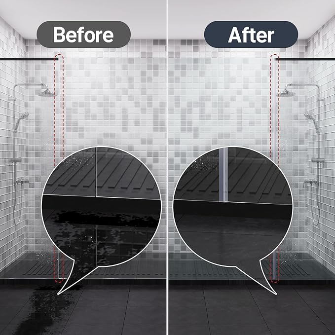 AmazerBath 5 PCS Shower Door Side Seal Strip for 3/8 Inch Glass - 15.75 Inches x 5, 5 Sections Segmented Shower Installation Kit, Frameless Glass Door Seal Strip