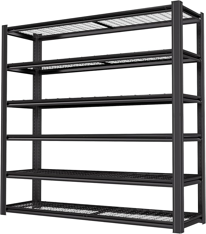 6T 62" W x 24" D x 84" H Garage Shelving Heavy Duty Metal Shelving 4200LBS Storage Shelves Adjustable Metal Shelves for Storage Industrial Garage Shelves for Warehouse Basement