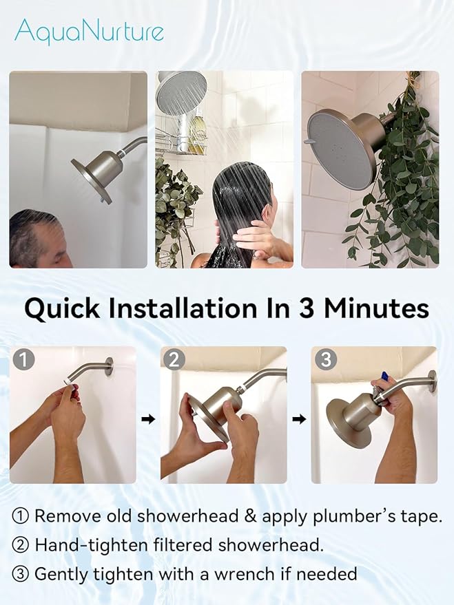Filtered Shower Head with Filters, Best Shower Heads High Pressure 3 Modes 7 Inch Rain Filter Showerhead for Healthier Hair & Skin, Remove Chlorine and Heavy Metals For Hard Water,Chrome 1.8 GPM