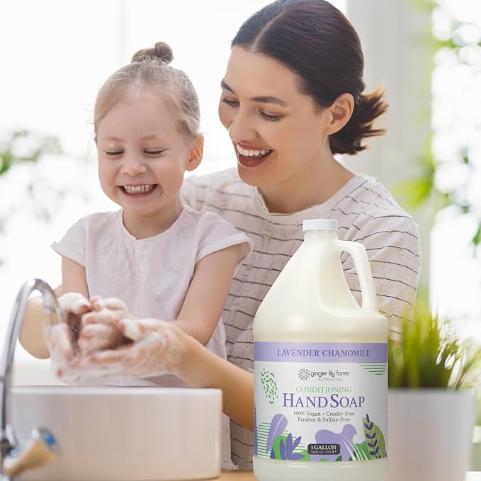 Ginger Lily Farms Botanicals All-Purpose Conditioning Liquid Hand Soap Refill, 100% Vegan & Cruelty-Free, Lavender Chamomile Scent, 1 Gallon (128 fl oz)
