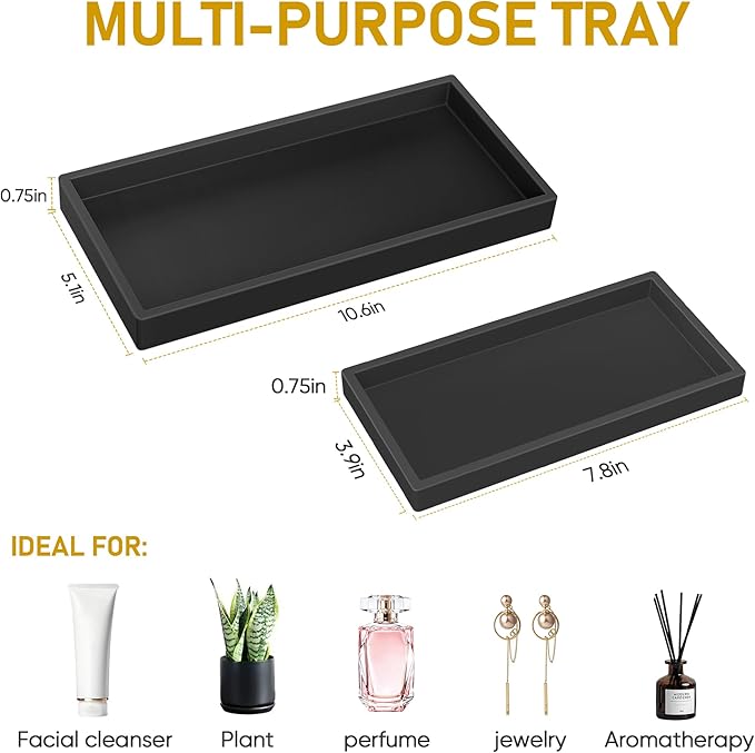 Bathroom Counter Tray,EG-SIPRO High-Grade Thickened Silicone Bathroom Vanity Tray,Shatterproof Durable Rectangle Bathroom Tray Soap Dispenser Tray for Bathroom Countertop