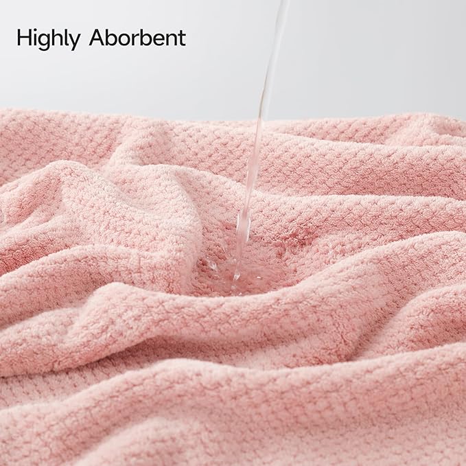 REDKISS Pink Towel Set of 8 - Ultra Soft Microfiber, Contains 2 Large Bath 35x70, 2 Hand 14x30, 4 Washcloths 14x14, Highly Absorbent, Quick Dry, Ideal for Everyday use, Hotel & Spa, Pink
