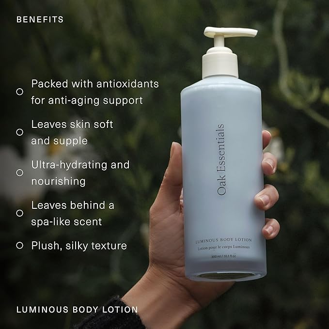 Oak Essentials Luminous Body Lotion | Hydrating Blue Tansy Body Lotion with Rose Oil, Turmeric, Shea Butter and Coconut Oil, 10.1 Fl Oz