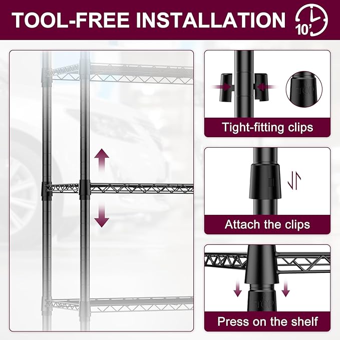 2 Pack 5-Tier Metal Wire Shelving Unit with Wheels & Feet, 14" D x 30" W x 60" H,750 lbs Capacity Adjustable Heavy Duty Steel Wire Rack Storage Shelves for Kitchen, Garage, Pantry