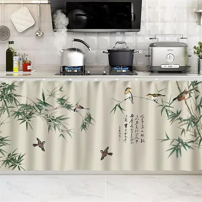 SK Studio Short Curtains for Kitchen, Cabinet Shelf Dust-Proof Blackout Tier Cafe Curtain Under Sink Skirt for Bathroom Laundry Room Style 20, 27.6" W x 27.6" H