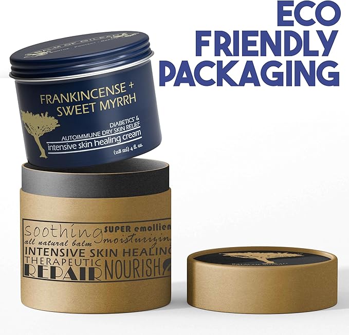 BALM OF GILEAD Foot Healing Cream – Frankincense & Sweet Myrrh Moisturizer for Sensitive Skin - Relieving Foot Therapy & Diabetic Skin Healing - Deeply Nourishing & Synergistic Cream